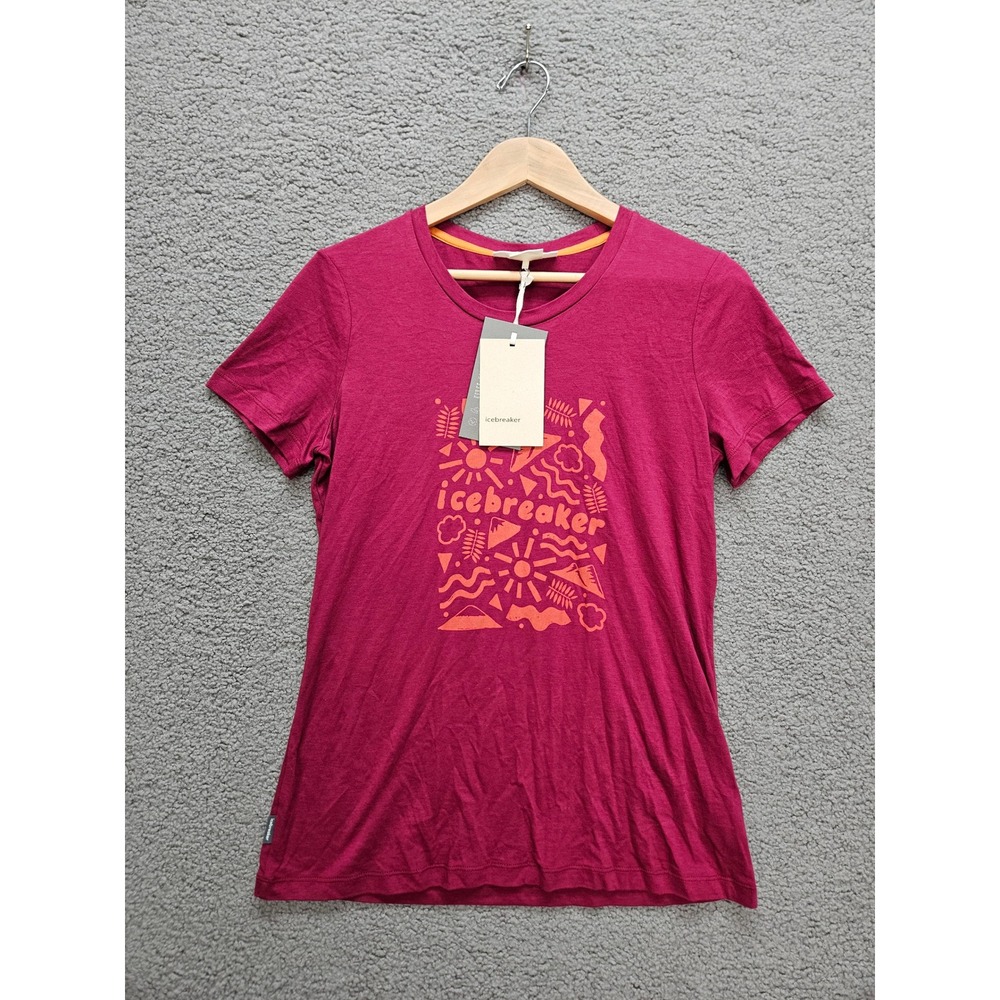 NWT Icebreaker T-Shirt Medium Cherry Pink Graphic IB Origins Tencel Cotton Tee